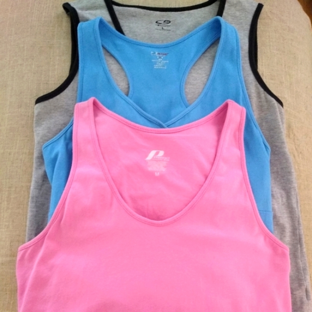 Set of Three Activewear Tanks, Size M